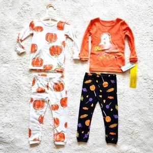 NWT baby girl Halloween pajama set 4 pc Pumpkin Ghost SPOOKY SWEET size 18m, 2t